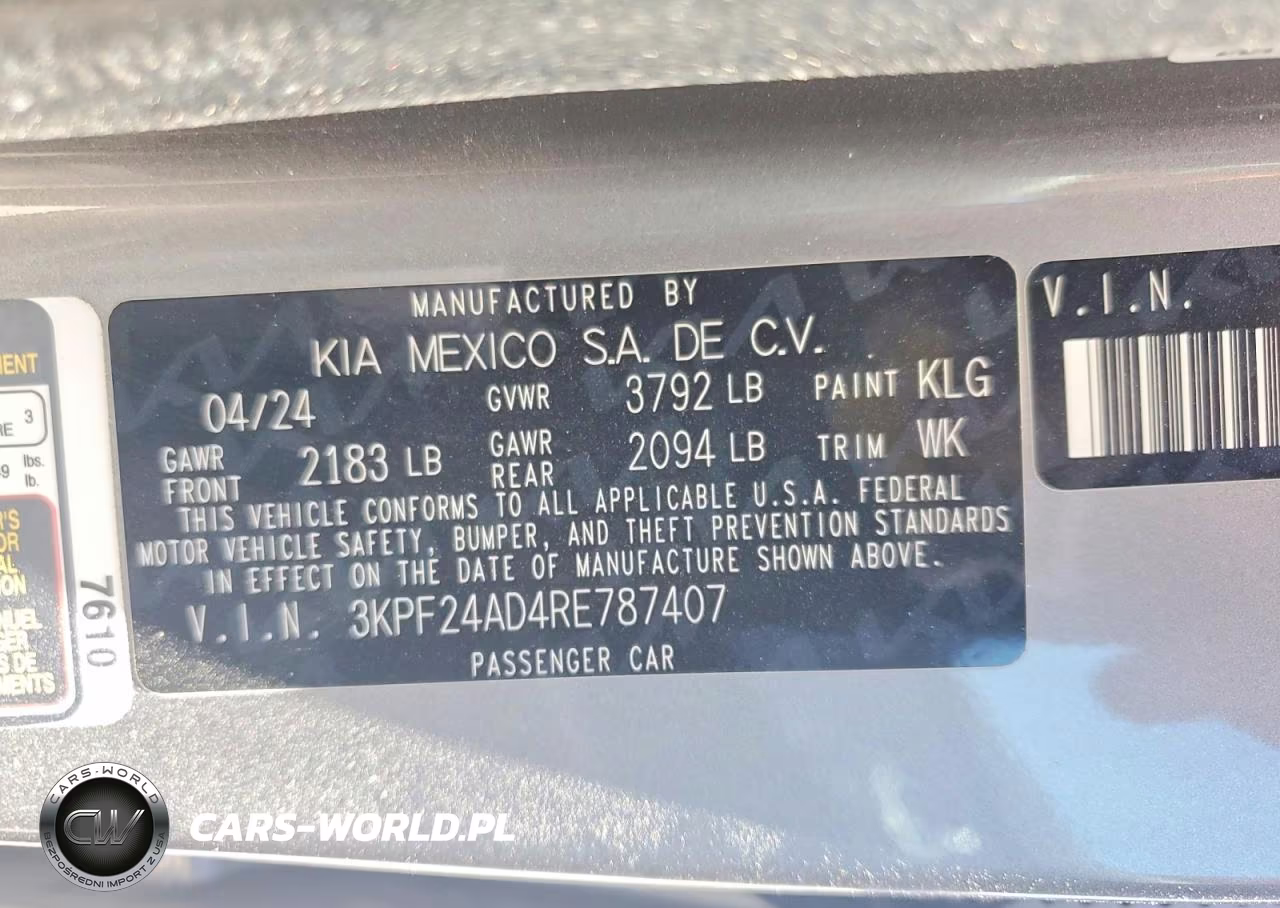 2024 Kia Forte Lxs VIN:3KPF24AD4RE787407 - 13