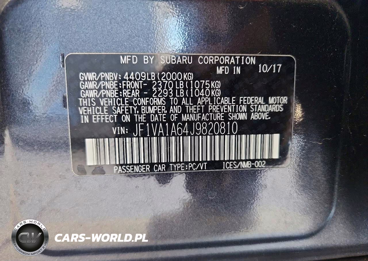 2018 Subaru Wrx VIN:JF1VA1A64J9820810 - 12