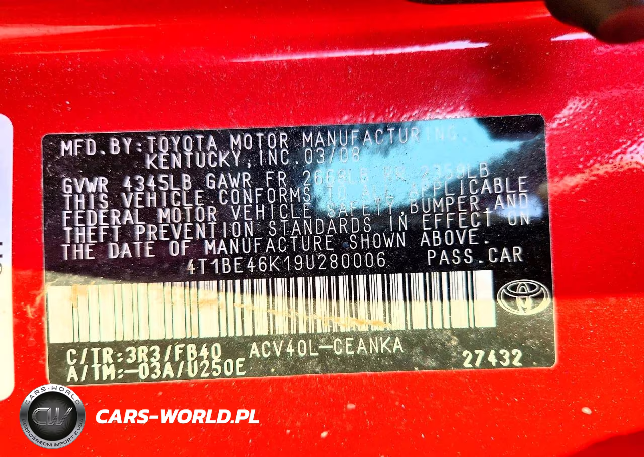2009 Toyota Camry Le VIN:4T1BE46K19U280006 - 12