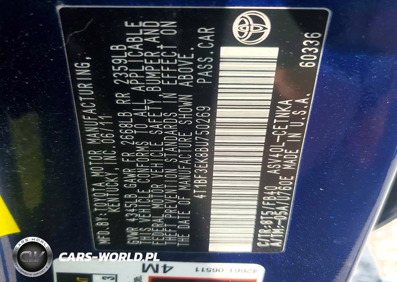 2011 Toyota Camry Le VIN:4T1BF3EK8BU750269 - 12