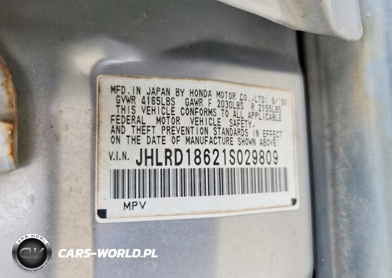 2001 Honda Cr-V Ex VIN:JHLRD18621S029809 - 13