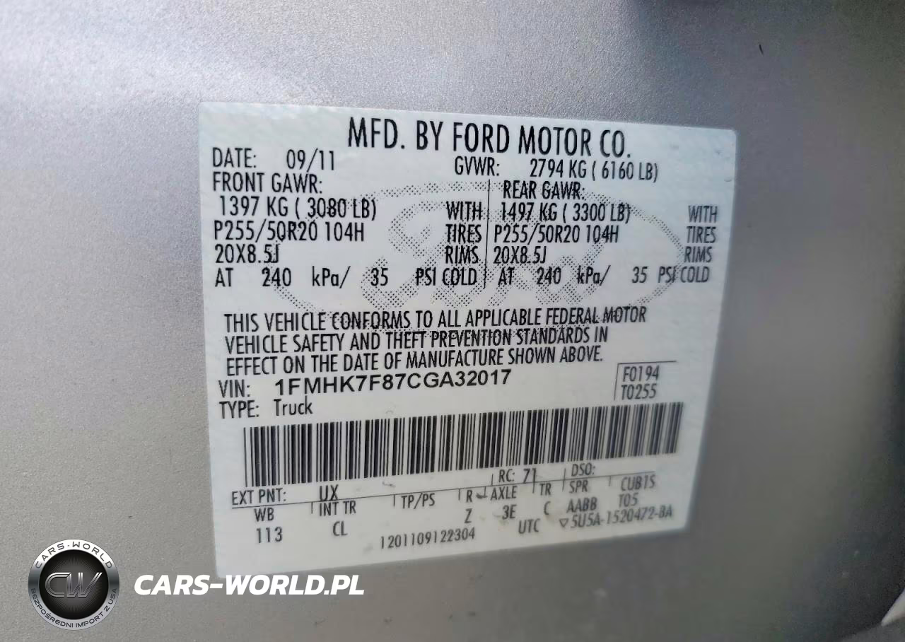 2012 Ford Explorer Limited VIN:1FMHK7F87CGA32017 - 13