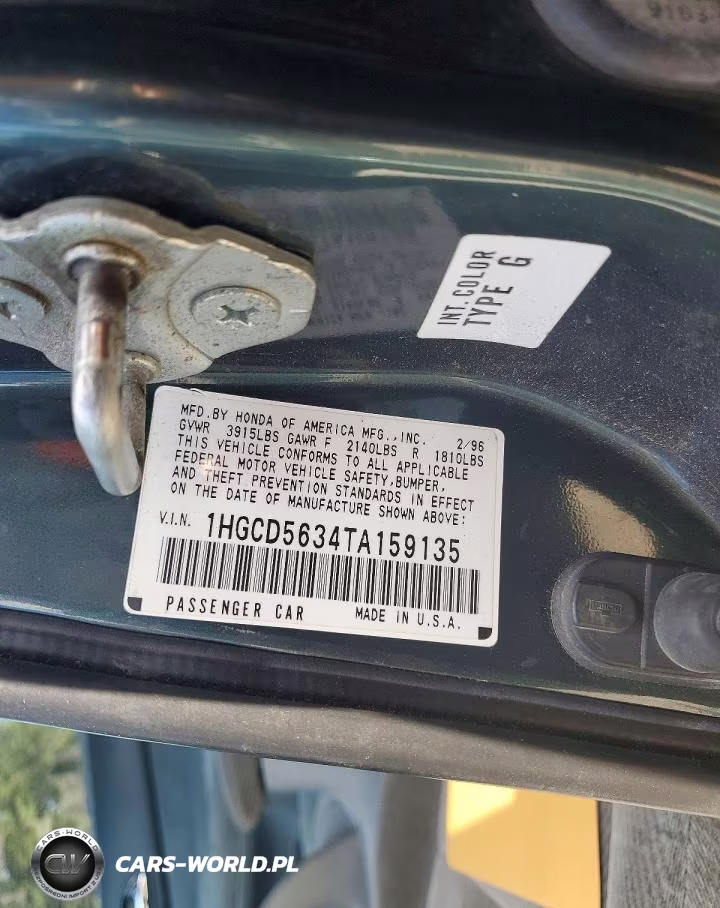 1996 Honda Accord Lx VIN:1HGCD5634TA159135 - 12