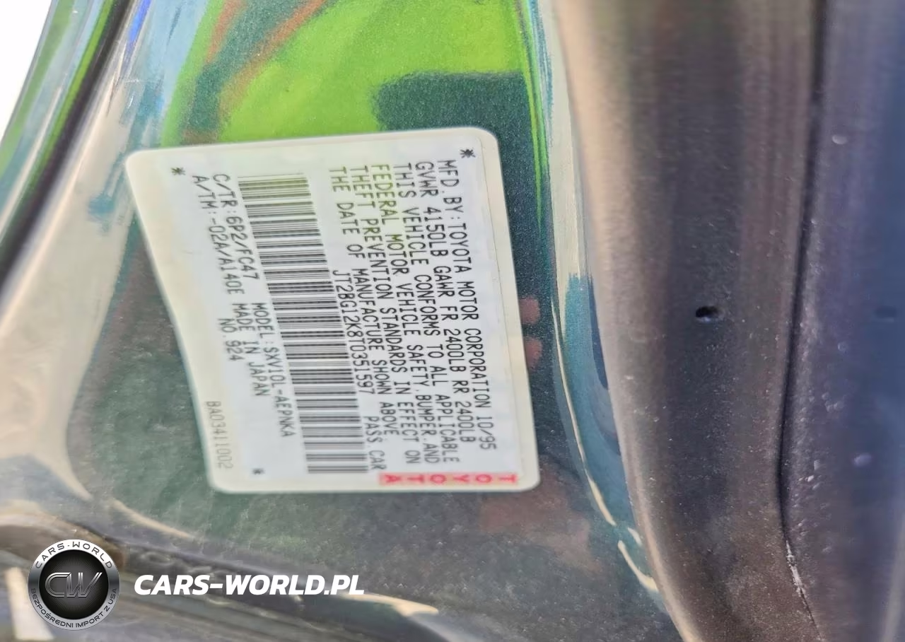 1996 Toyota Camry Le VIN:JT2BG12K8T0351597 - 12