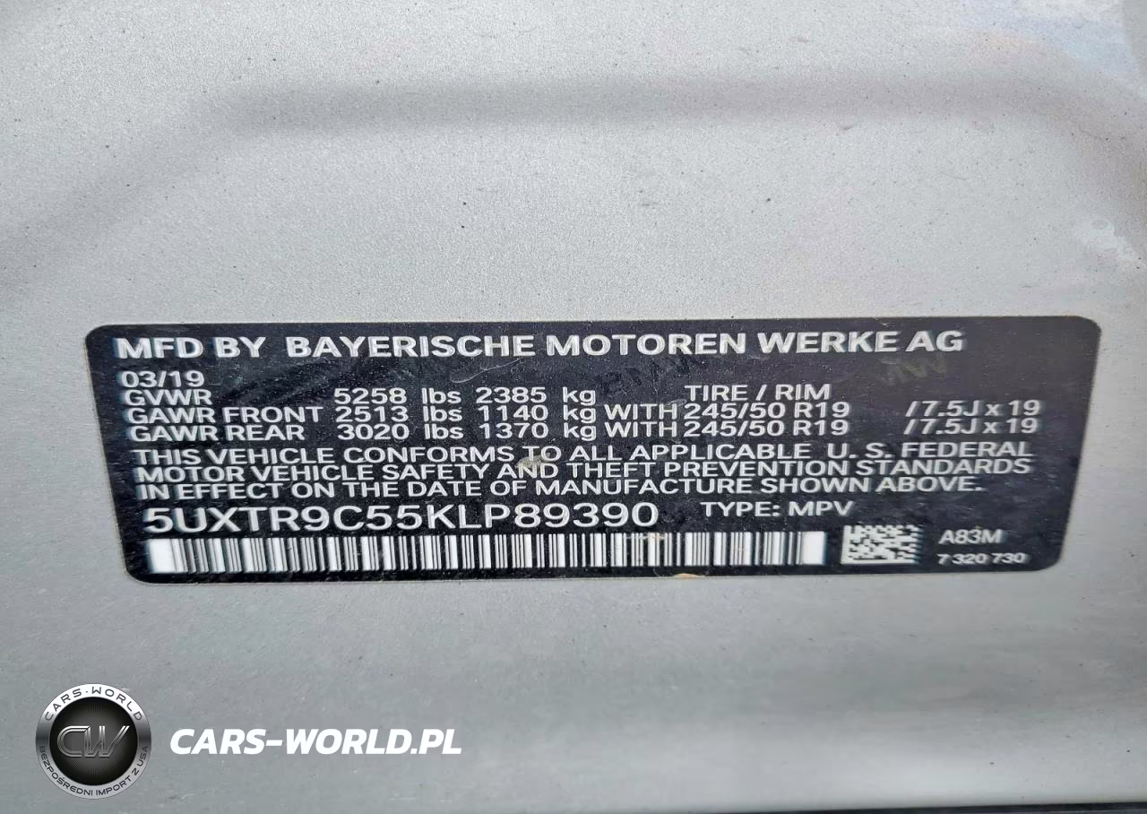 2019 BMW X3 xDrive30I VIN:5UXTR9C55KLP89390 - 13