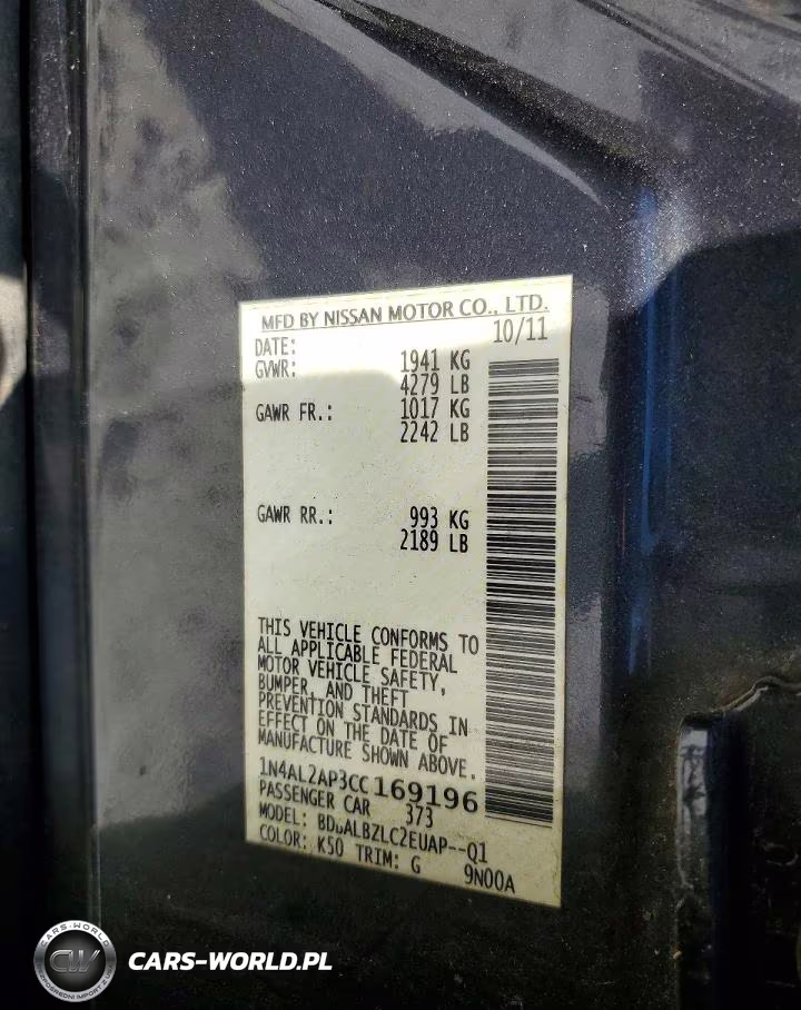 2012 Nissan Altima 2.5 VIN:1N4AL2AP3CC169196 - 12