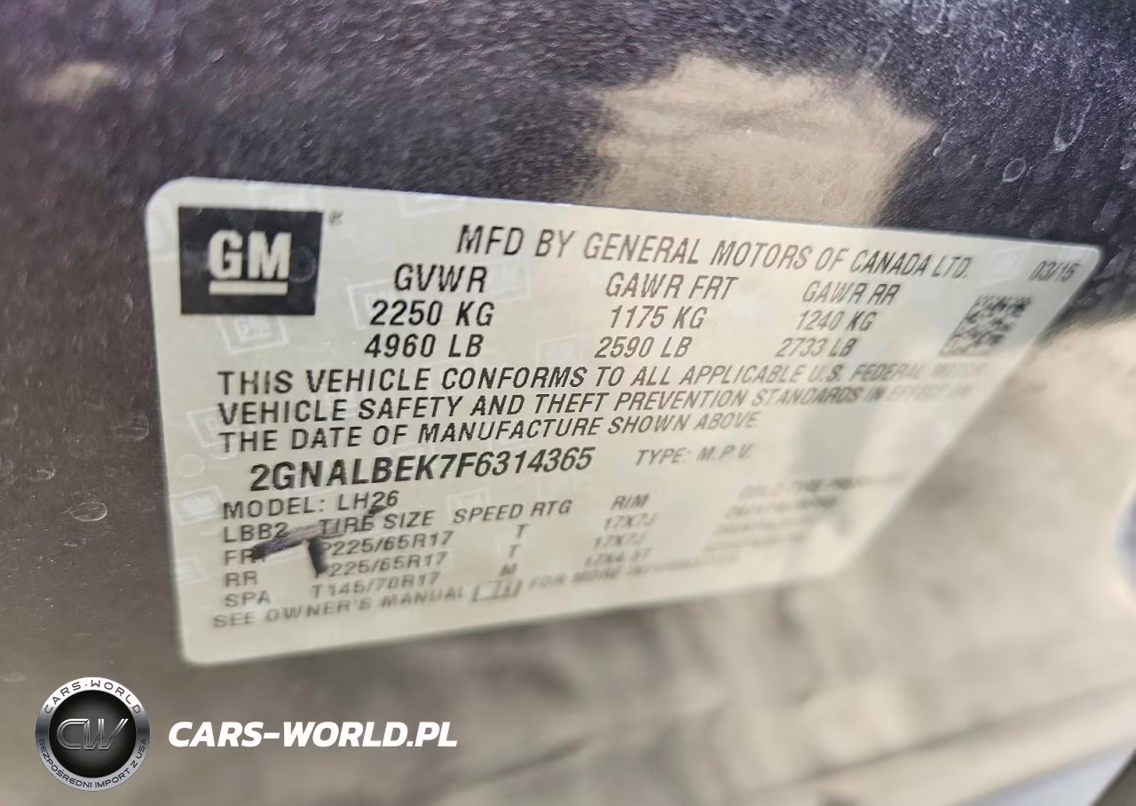 2015 Chevrolet Equinox Lt VIN:2GNALBEK7F6314365 - 13