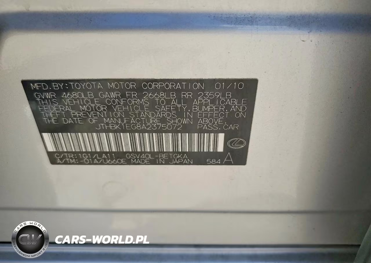 2010 Lexus Es 350 VIN:JTHBK1EG8A2375072 - 13