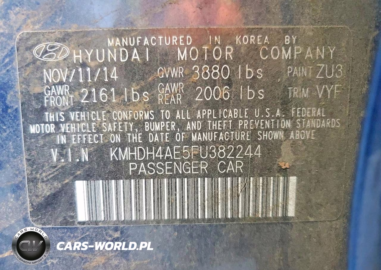 2015 Hyundai Elantra Se VIN:KMHDH4AE5FU382244 - 13