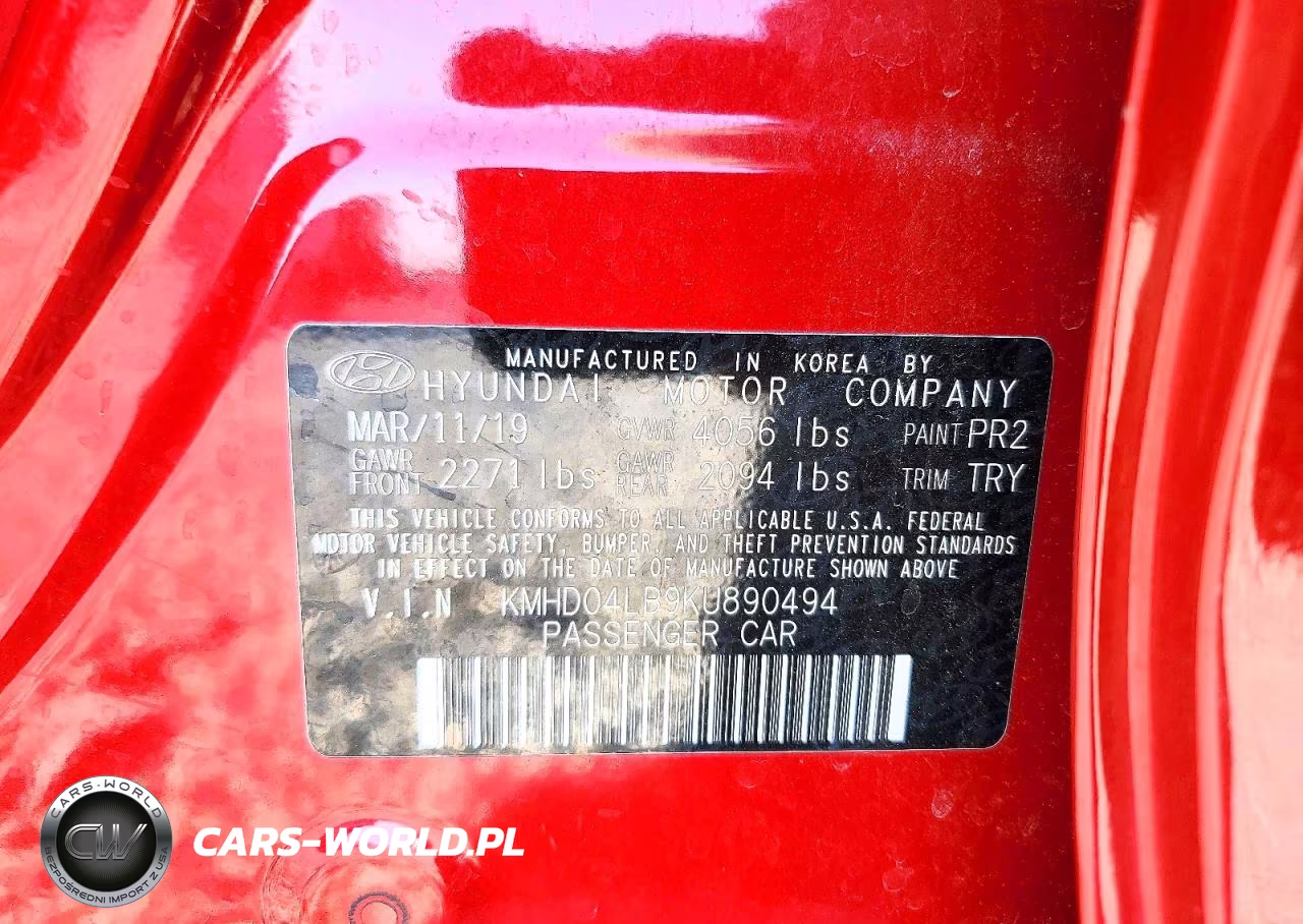 2019 Hyundai Elantra VIN:KMHD04LB9KU890494 - 12