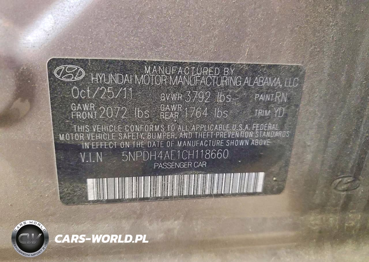 2012 Hyundai Elantra Gls VIN:5NPDH4AE1CH118660 - 13