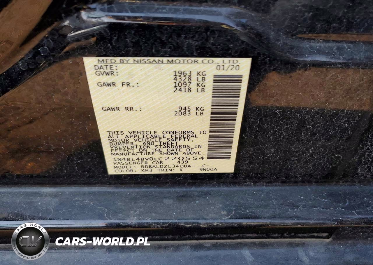 2020 Nissan Altima S VIN:1N4BL4BV0LC220554 - 12