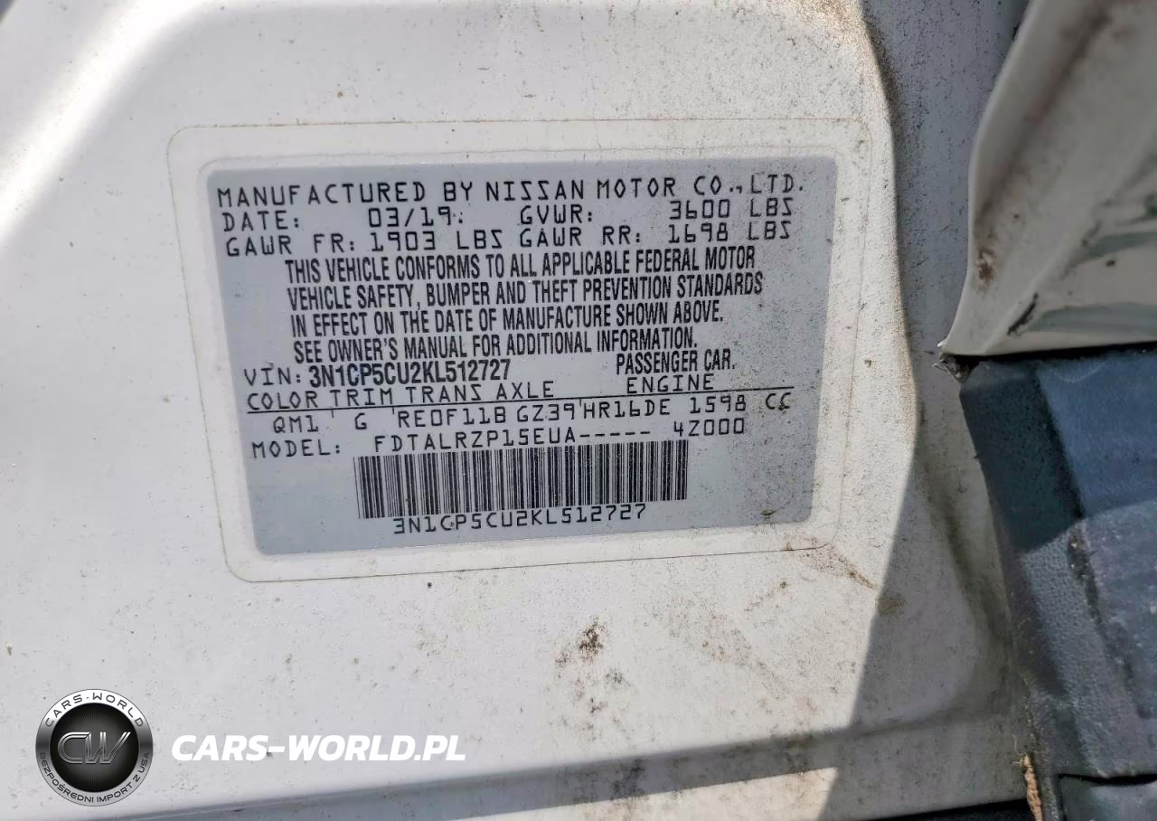 2019 Nissan Kicks S VIN:3N1CP5CU2KL512727 - 12