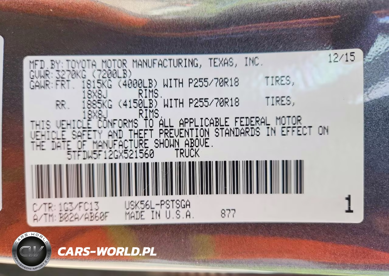 2016 Toyota Tundra Sr5 VIN:5TFDW5F12GX521560 - 12