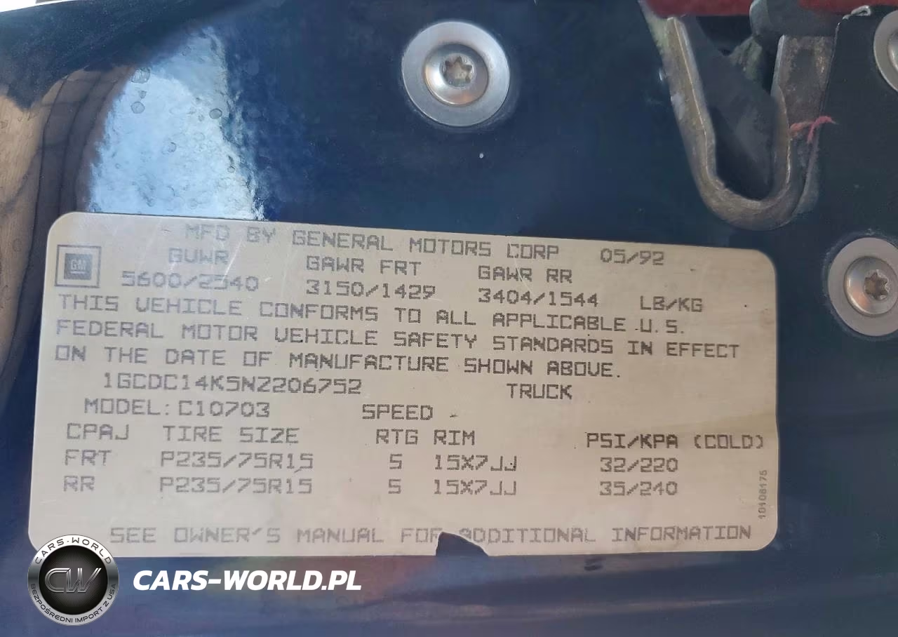 1992 Chevrolet Gmt-400 C1500 VIN:1GCDC14K5NZ206752 - 13