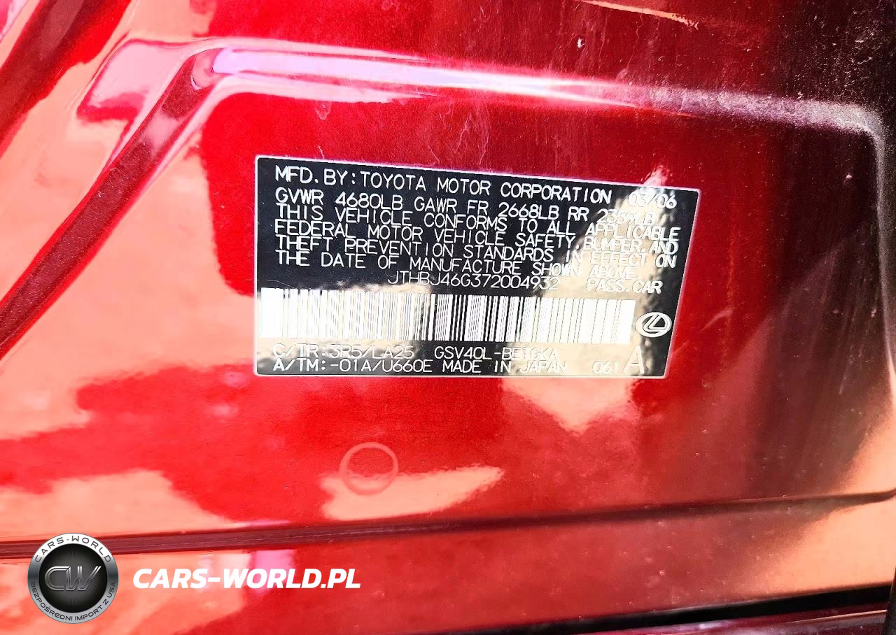 2007 Lexus Es 350 VIN:JTHBJ46G372004932 - 12