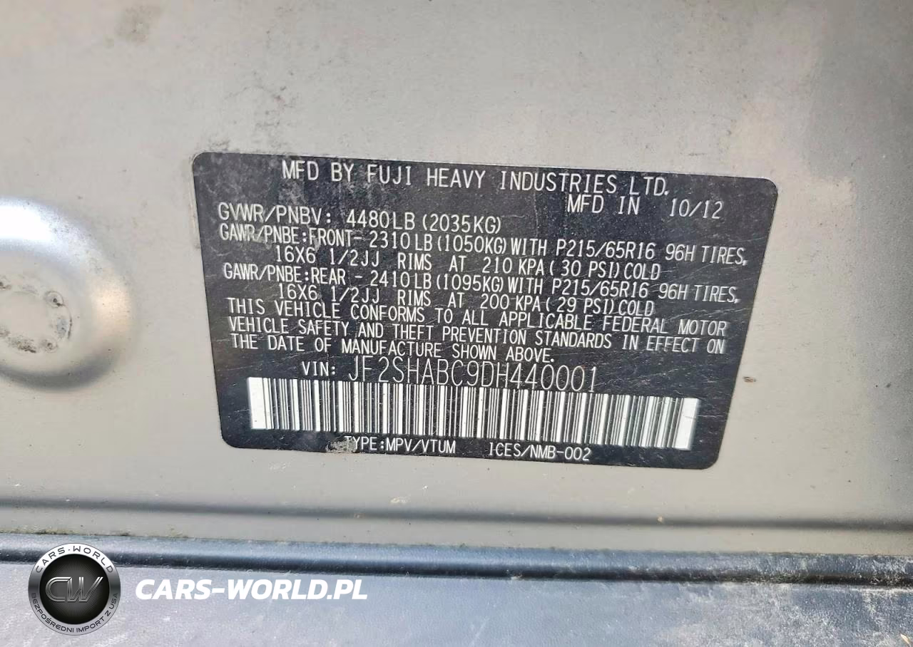 2013 Subaru Forester 2.5X VIN:JF2SHABC9DH440001 - 13