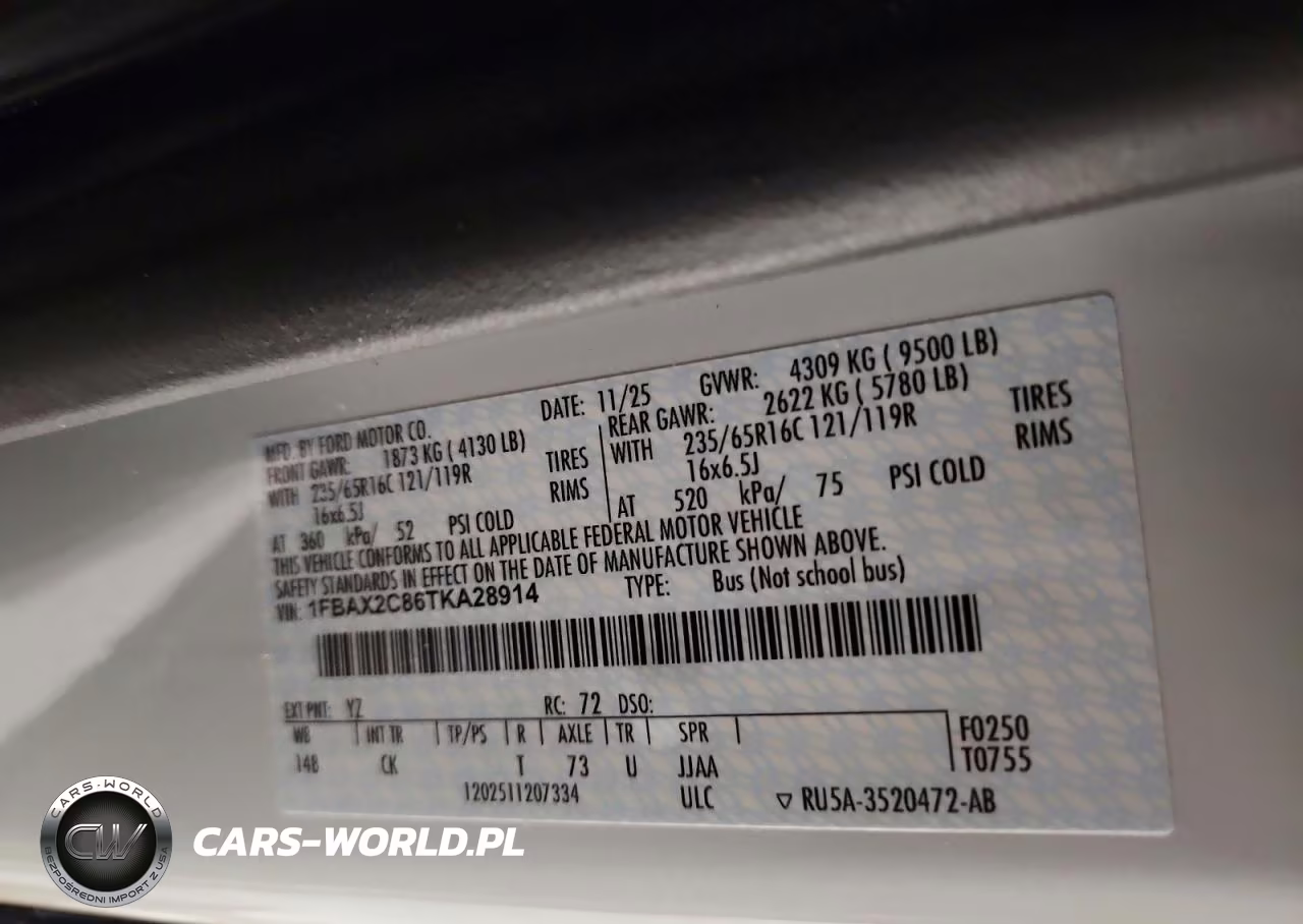 2026 Ford Transit T-350 VIN:1FBAX2C86TKA28914 - 14