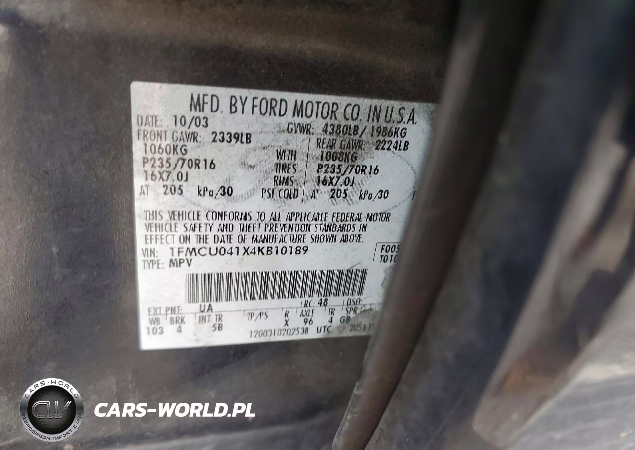 2004 Ford Escape Limited VIN:1FMCU041X4KB10189 - 12