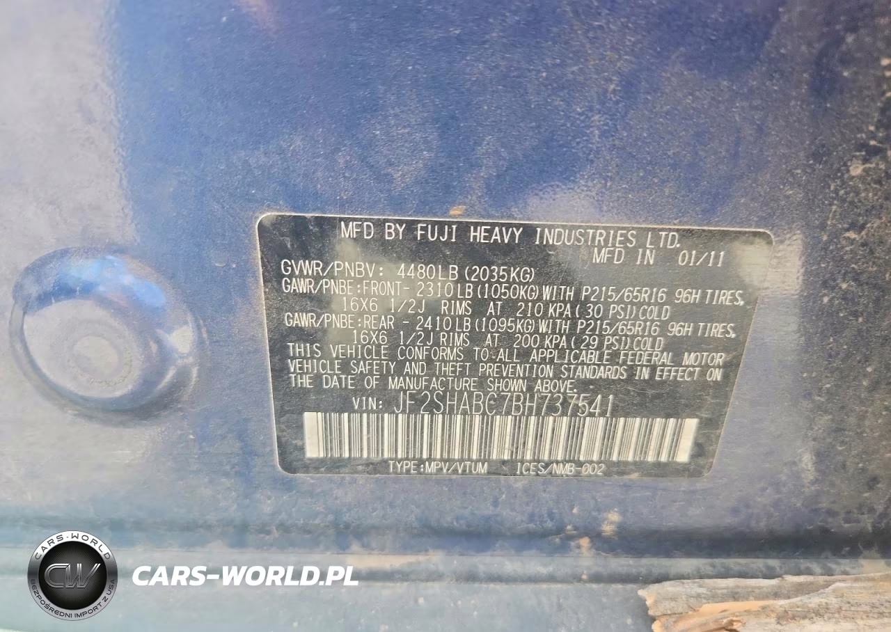 2011 Subaru Forester 2.5X VIN:JF2SHABC7BH737541 - 13