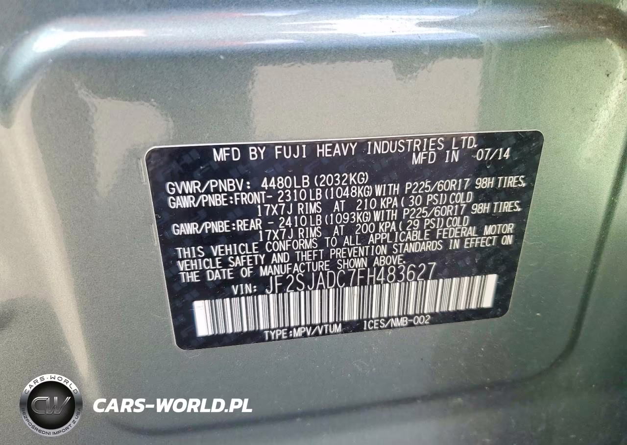 2015 Subaru Forester VIN:JF2SJADC7FH483627 - 12