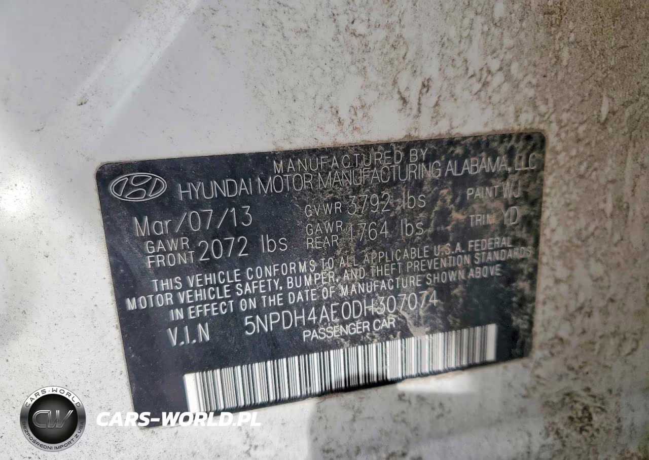2013 Hyundai Elantra Gls VIN:5NPDH4AE0DH307074 - 12