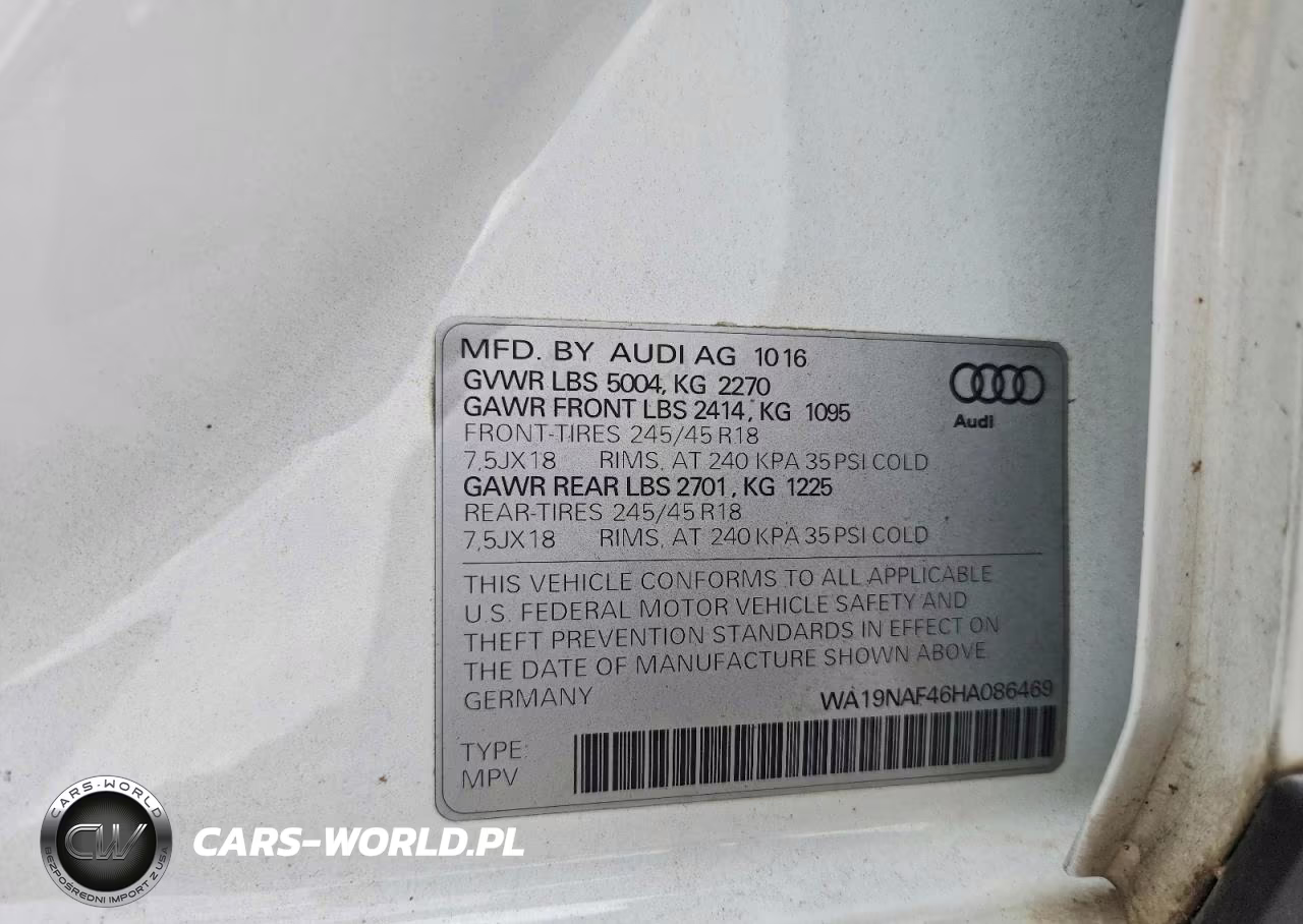 2017 Audi A4 Allroad Prestige VIN:WA19NAF46HA086469 - 13