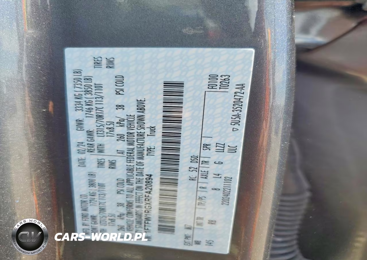2024 Ford F150 Raptor VIN:1FTFW1RGXRFA20894 - 12