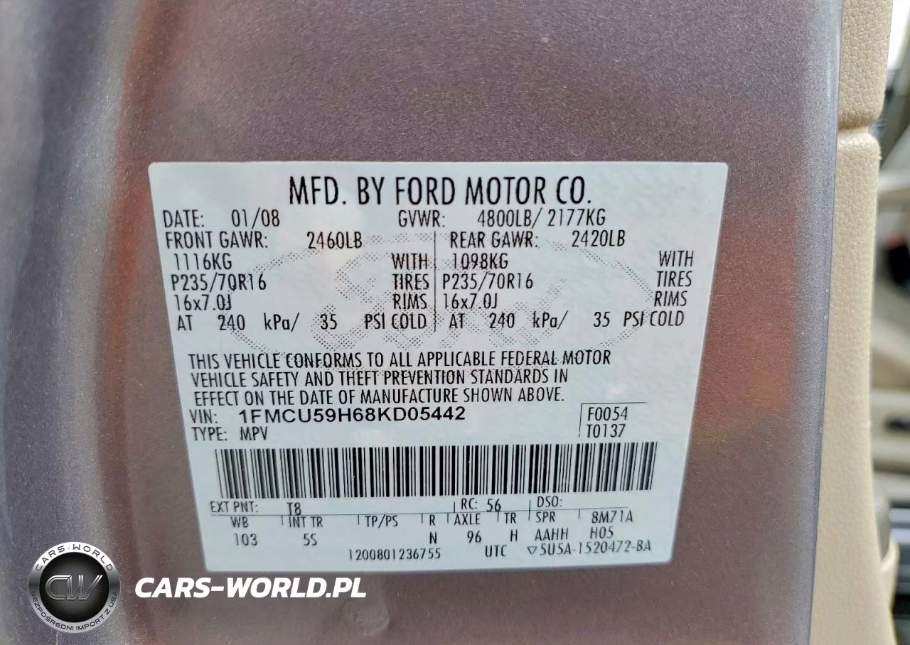2008 Ford Escape Hev VIN:1FMCU59H68KD05442 - 13