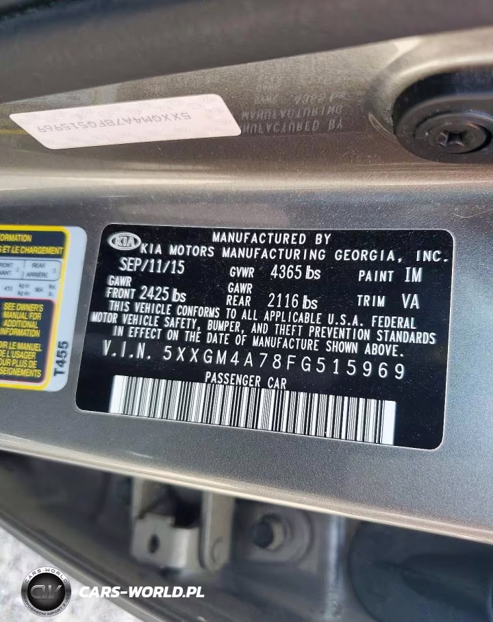 2015 Kia Optima Lx VIN:5XXGM4A78FG515969 - 12