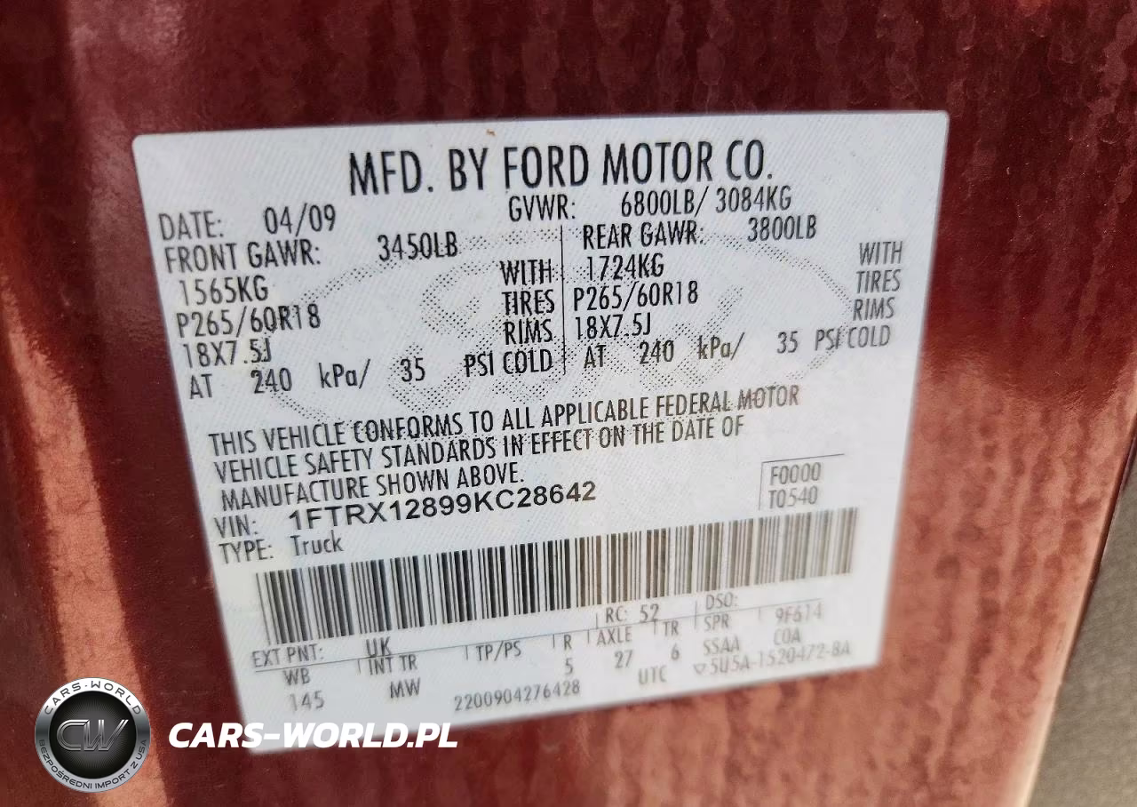 2009 Ford F150 Super Cab VIN:1FTRX12899KC28642 - 12