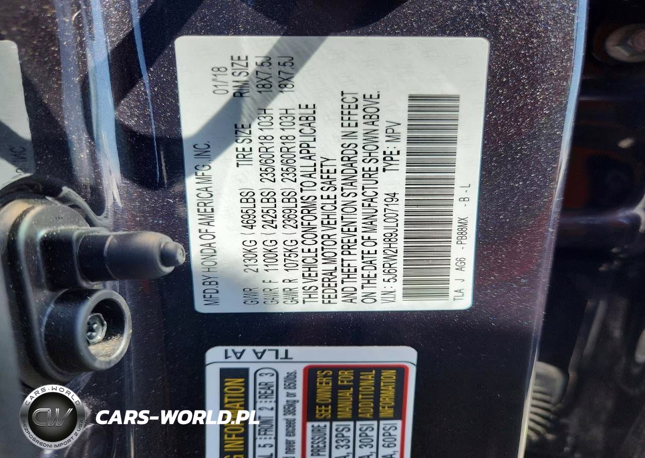 2018 Honda Cr-V Exl VIN:5J6RW2H89JL007194 - 13