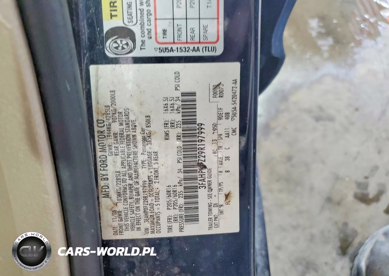2009 Ford Fusion Se VIN:3FAHP07Z29R197999 - 12