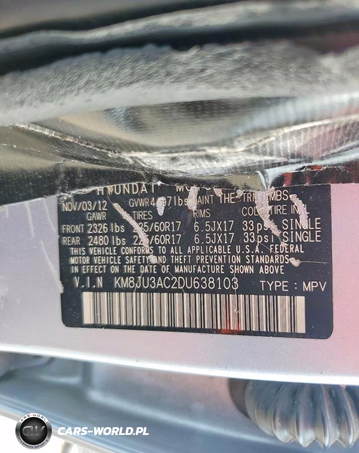 2013 Hyundai Tucson Gls VIN:KM8JU3AC2DU638103 - 13