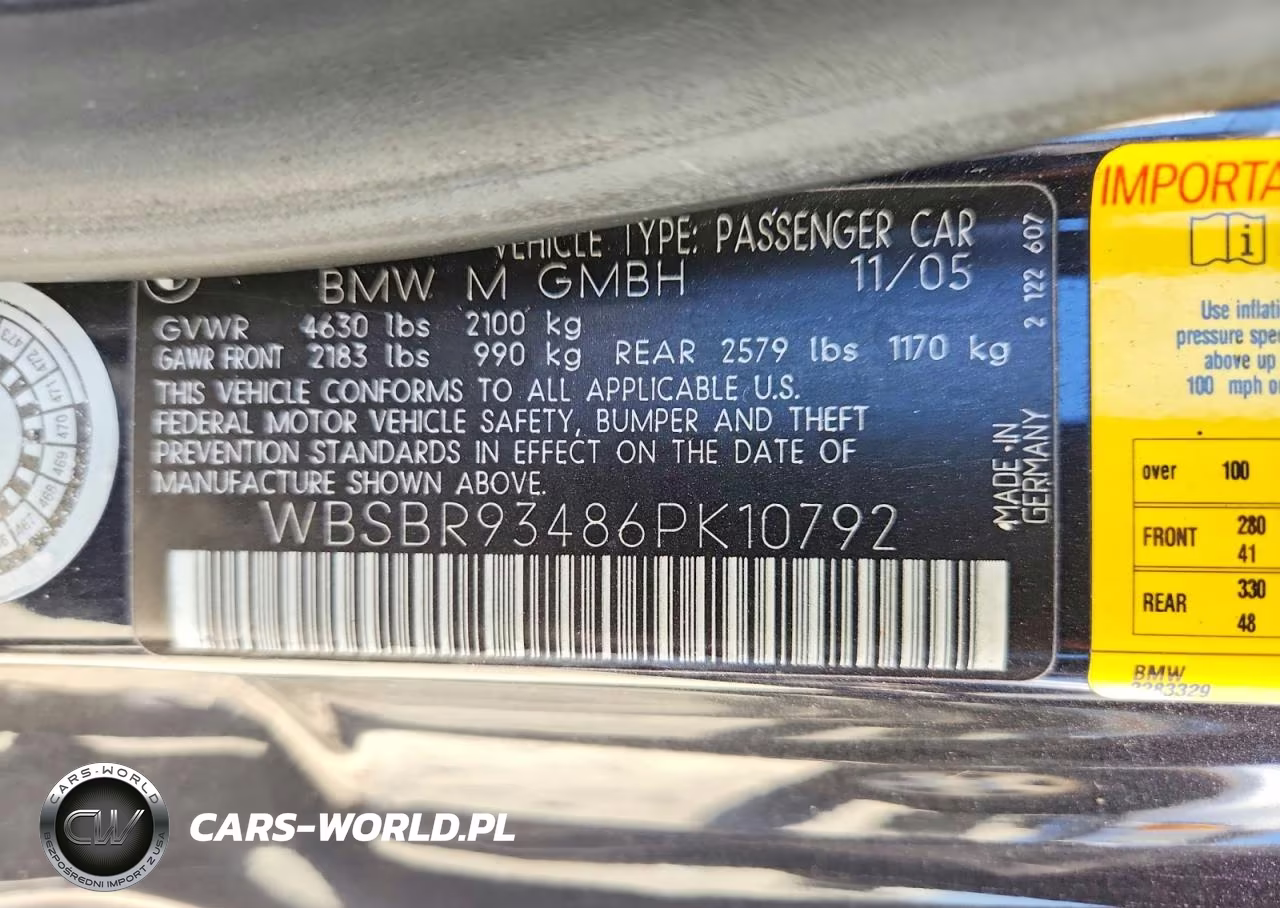 2006 BMW M3 VIN:WBSBR93486PK10792 - 13
