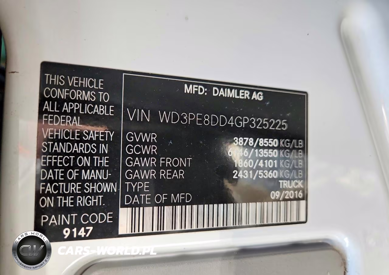 2016 Mercedes-Benz Sprinter 2500 Delivery Van VIN:WD3PE8DD4GP325225 - 12