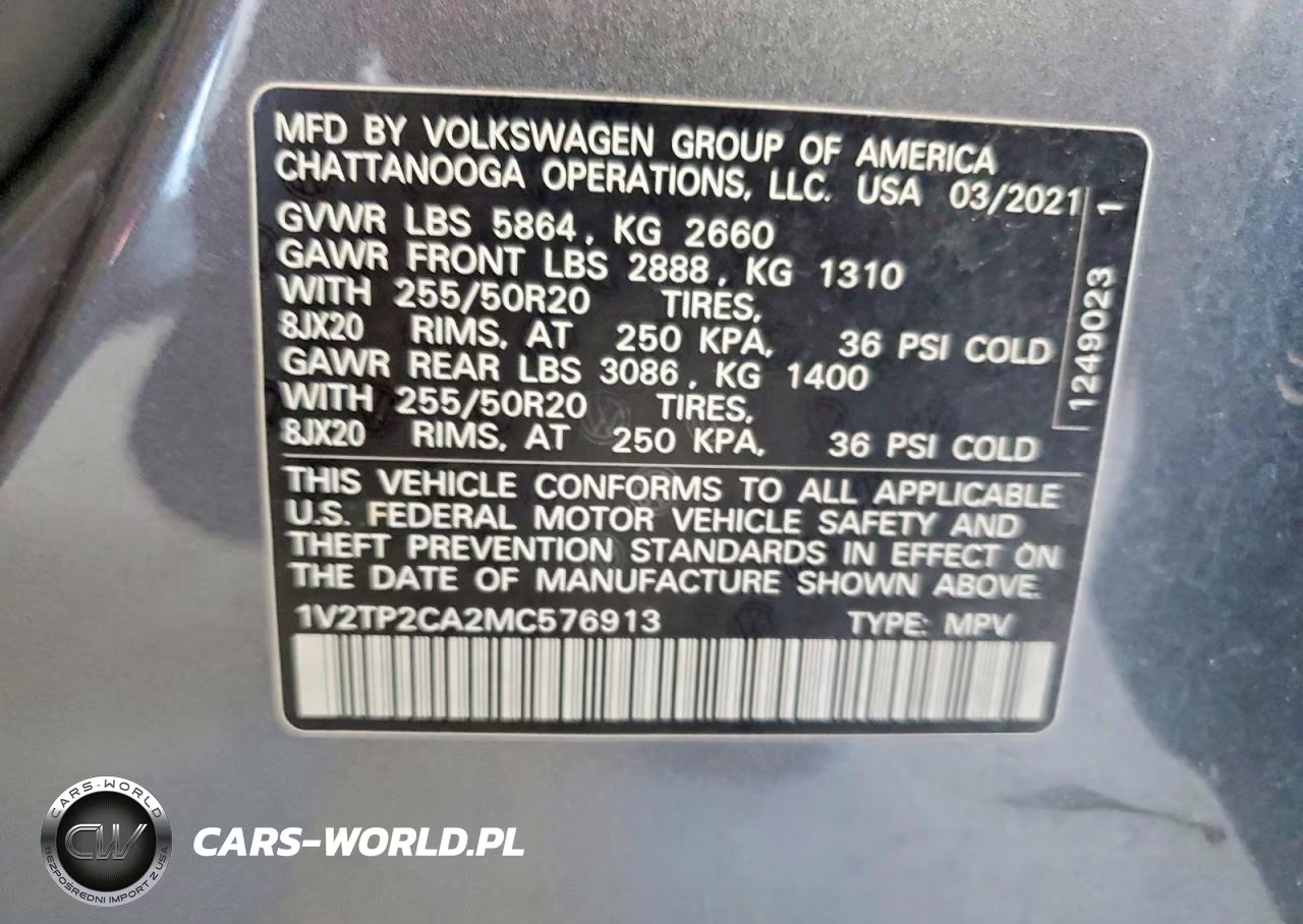 2021 Volkswagen Atlas Sel Premium VIN:1V2TP2CA2MC576913 - 13
