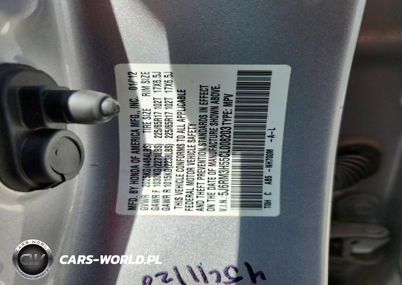 2012 Honda Cr-V Ex VIN:5J6RM3H55CL008203 - 13