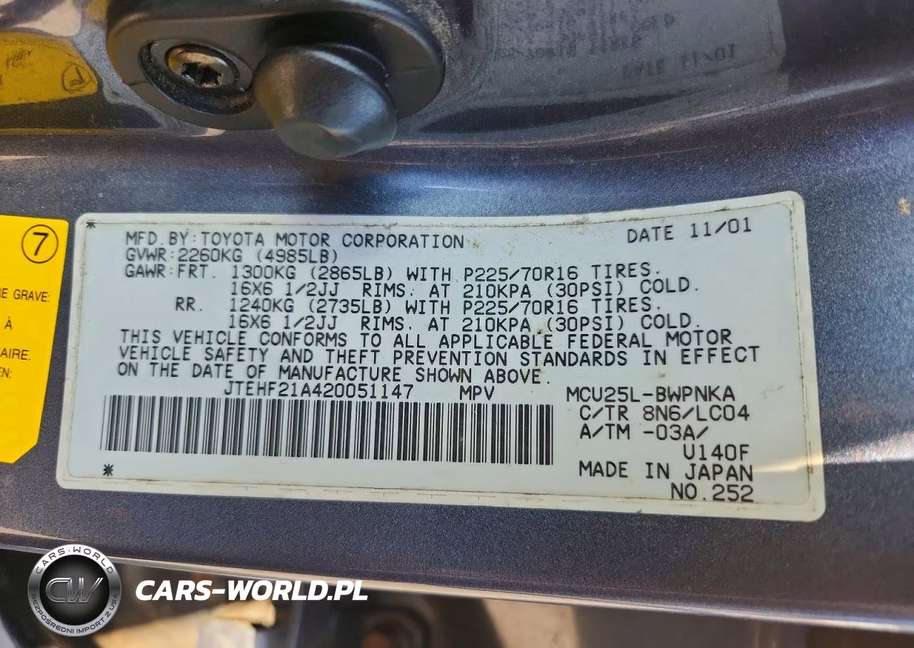 2002 Toyota Highlander Limited VIN:JTEHF21A420051147 - 13