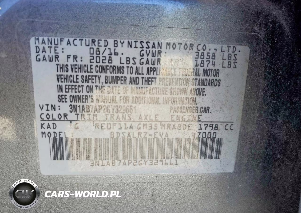 2016 Nissan Sentra Sr VIN:3N1AB7AP2GY329661 - 12