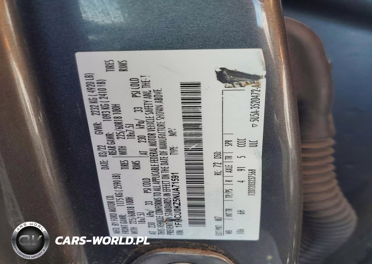 2022 Ford Escape Hybrid VIN:1FMCU0KZ5NUA71591 - 12