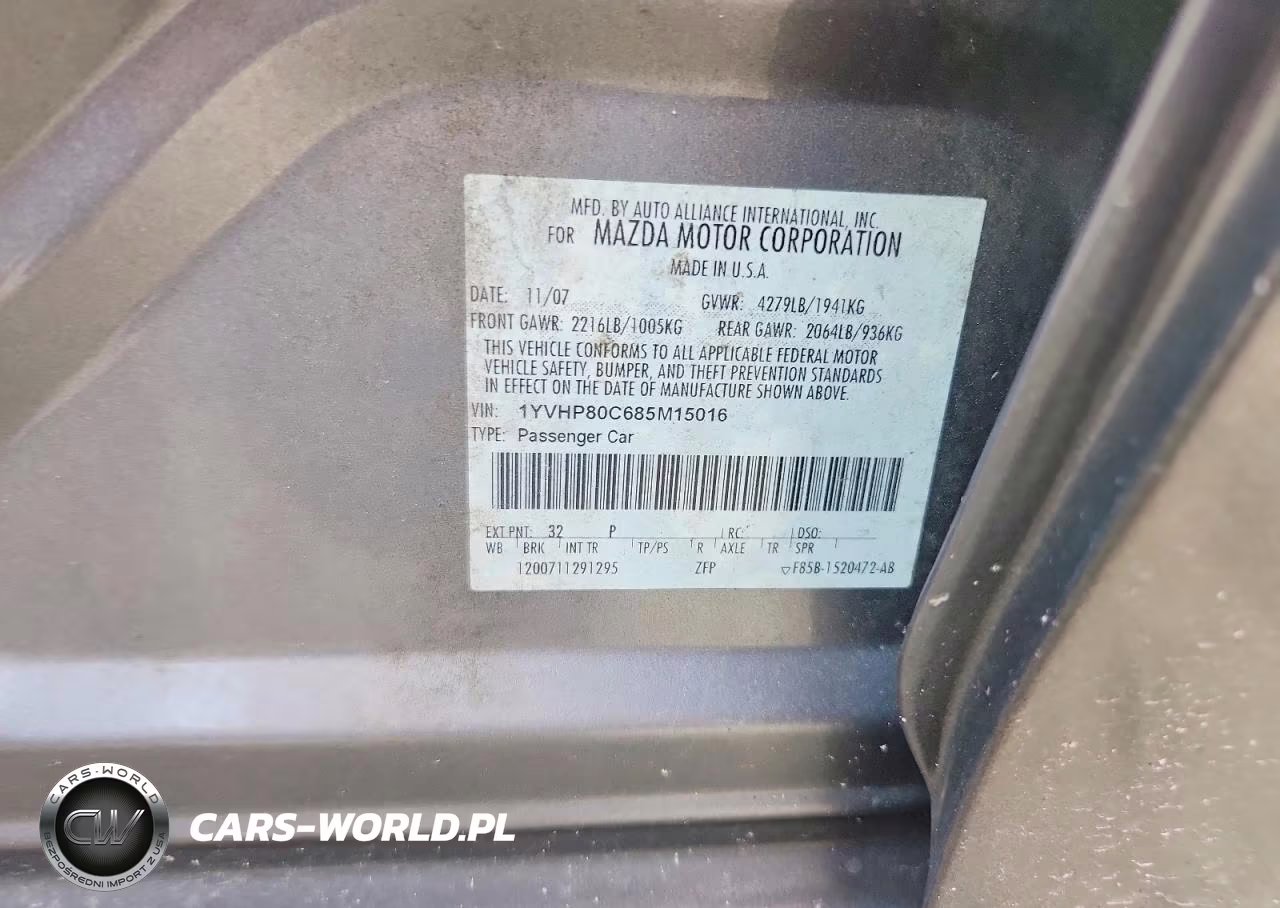 2008 Mazda 6 I VIN:1YVHP80C685M15016 - 13