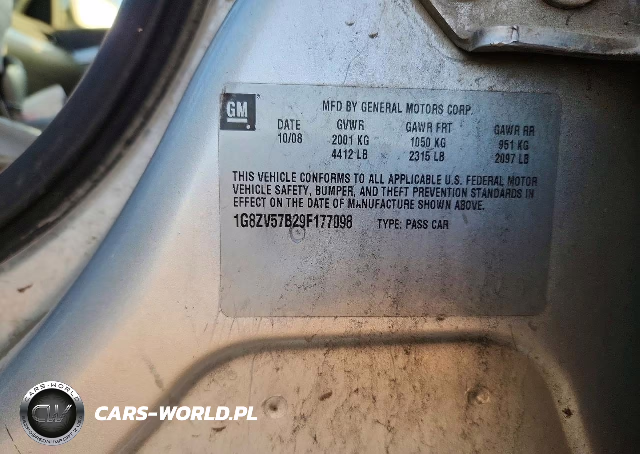 2009 Saturn Aura Xr VIN:1G8ZV57B29F177098 - 12