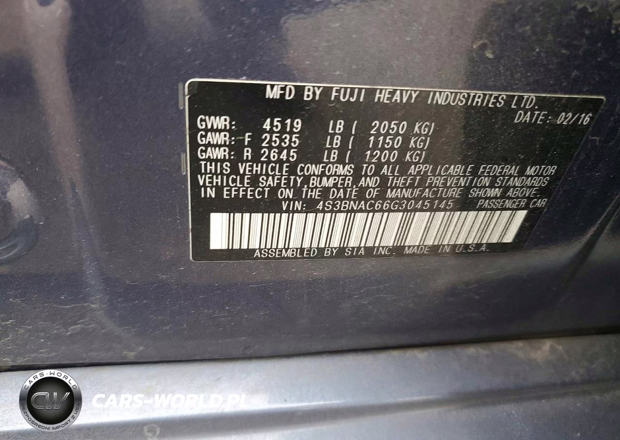 2016 Subaru Legacy 2.5I Premium VIN:4S3BNAC66G3045145 - 12