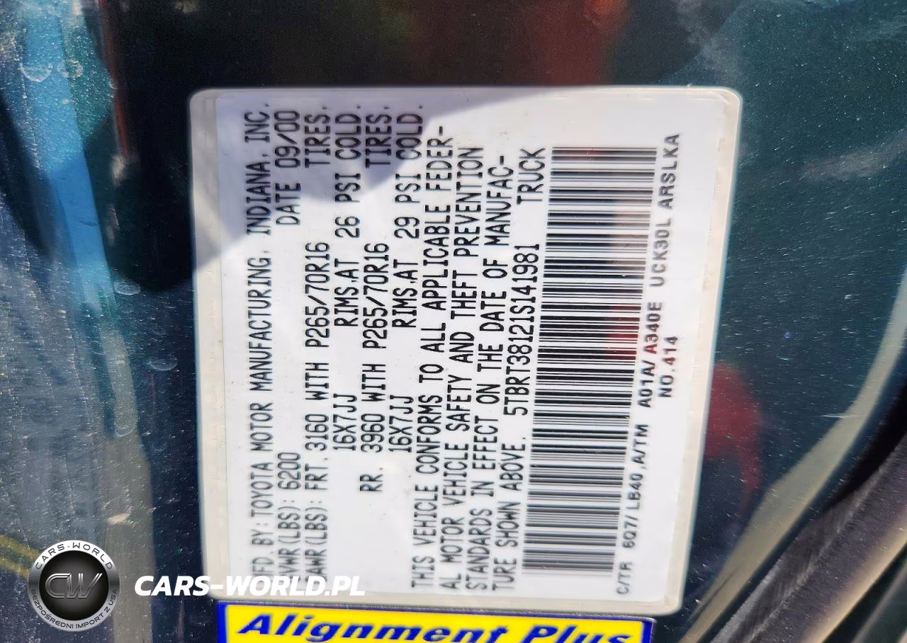 2001 Toyota Tundra Access Cab Limited VIN:5TBRT38121S141981 - 12
