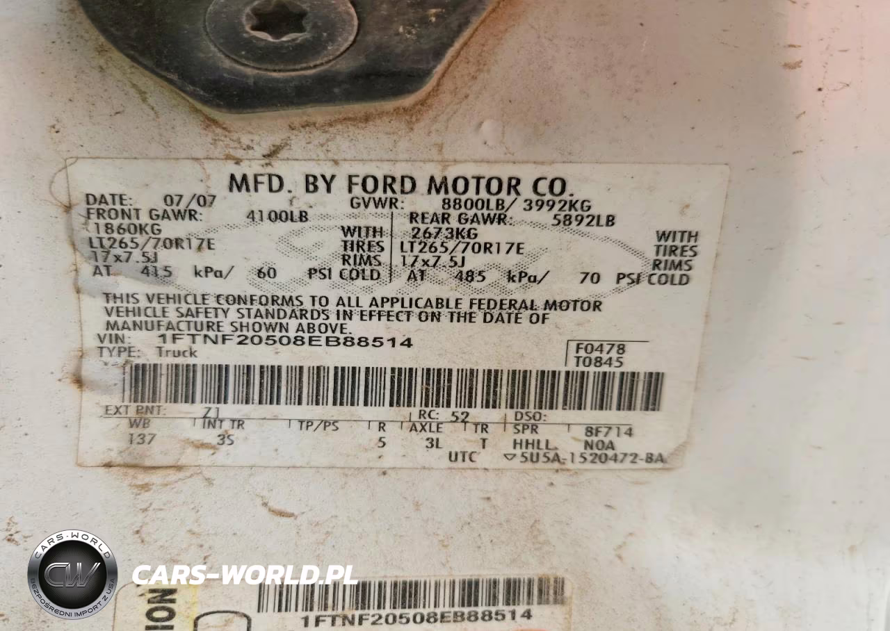 2008 Ford F250 Super Duty VIN:1FTNF20508EB88514 - 12