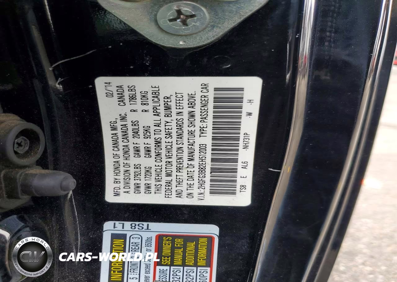 2014 Honda Civic Ex VIN:2HGFG3B82EH512003 - 12
