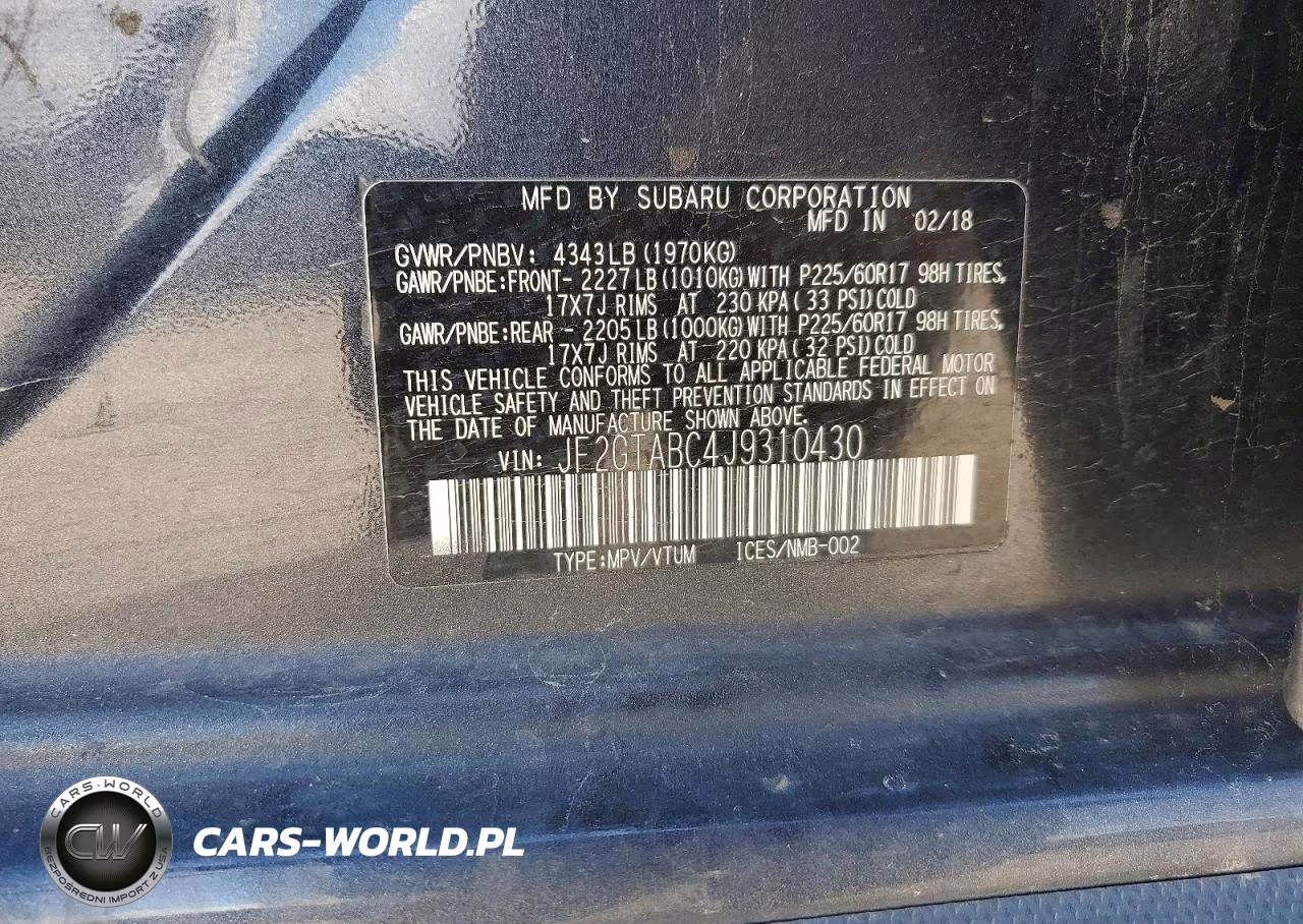 2018 Subaru Crosstrek Premium VIN:JF2GTABC4J9310430 - 13