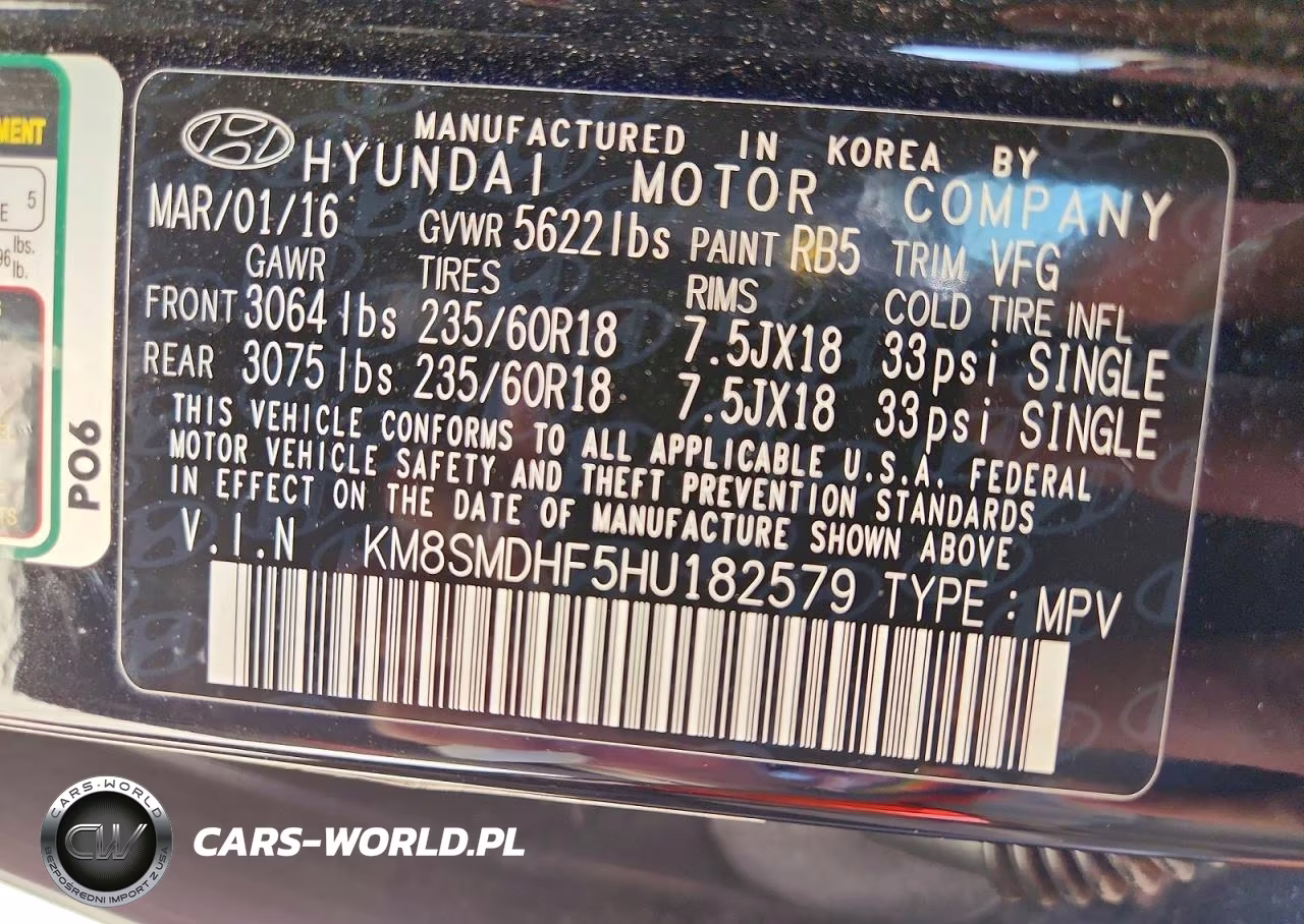 2017 Hyundai Santa Fe Se VIN:KM8SMDHF5HU182579 - 13