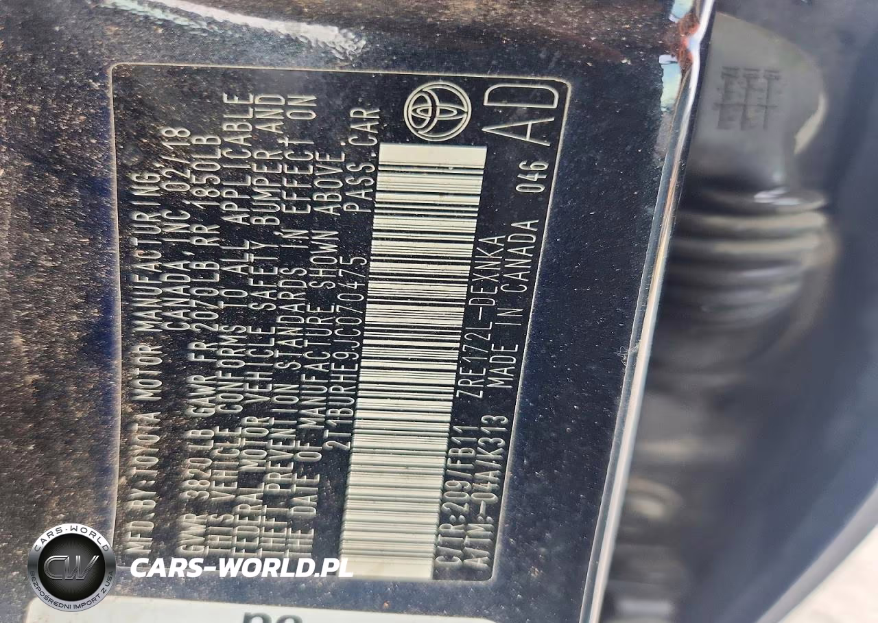 2018 Toyota Corolla Le VIN:2T1BURHE9JC070475 - 12